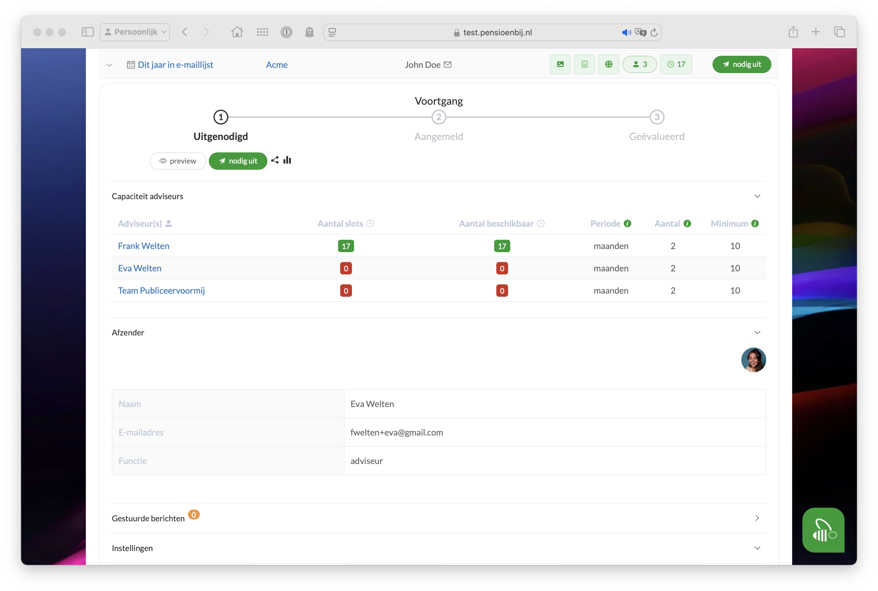details van een uitnodigingstraject