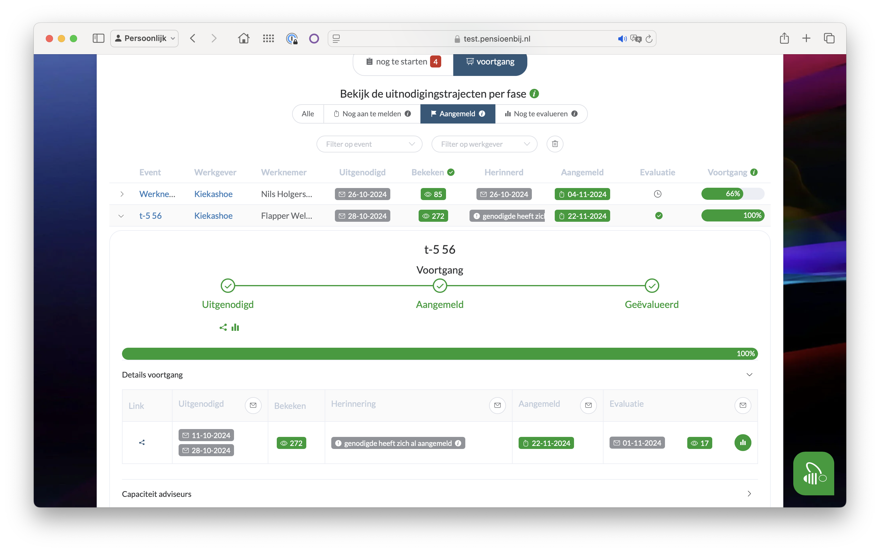 filteren en zoeken in trajecten