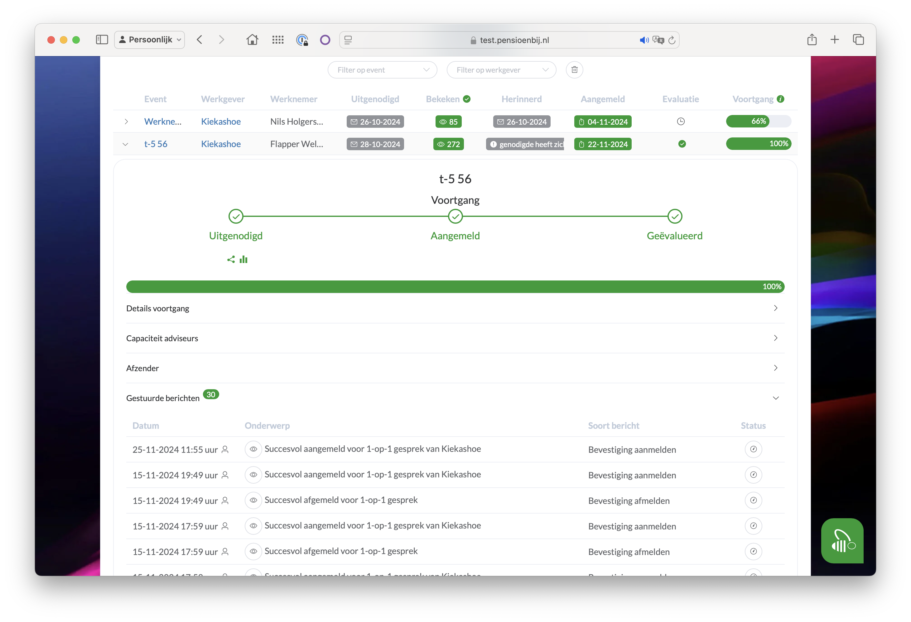 details gestuurd berichten